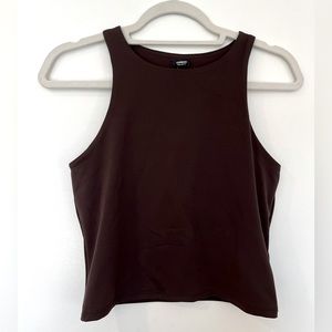Express chocolate bodycon high neck cropped tank